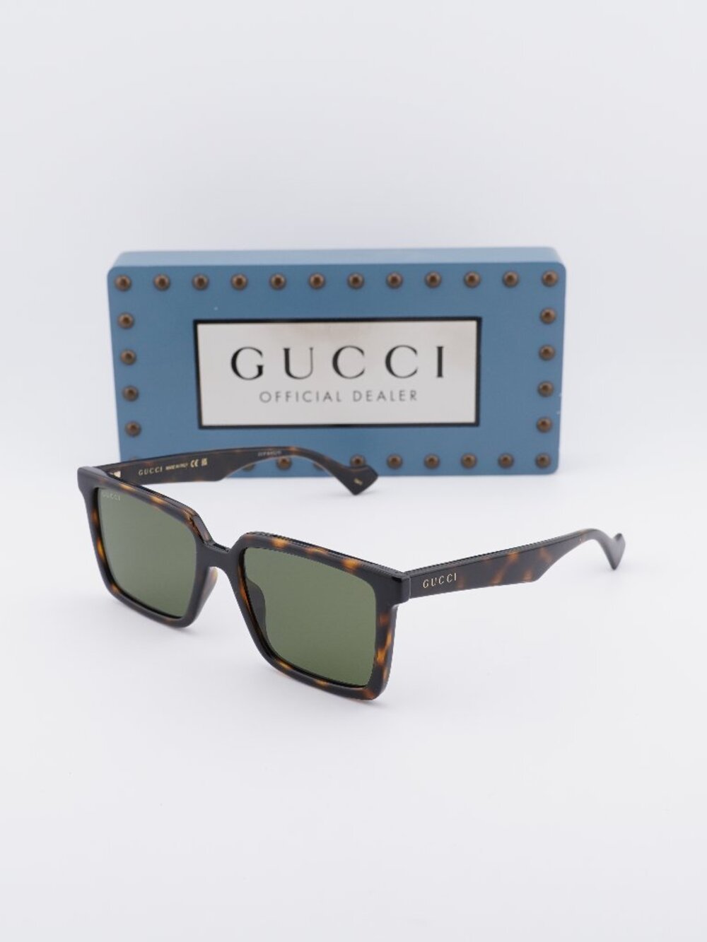 Gucci GG1540S 002 Square Sunglasses - Havana / Green